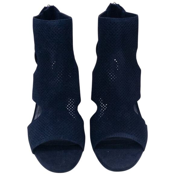 DKNY Helli Women's Open Toe Suede Bootie Sandals Navy Blue Size 8 - Picture 5 of 8